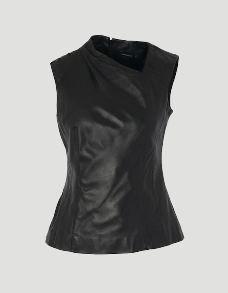 Leather Drape Top
