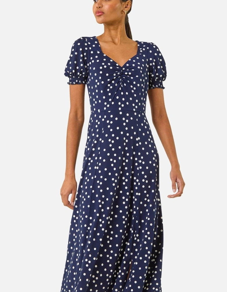 Spotted Sweetheart Stretch Midi Dress