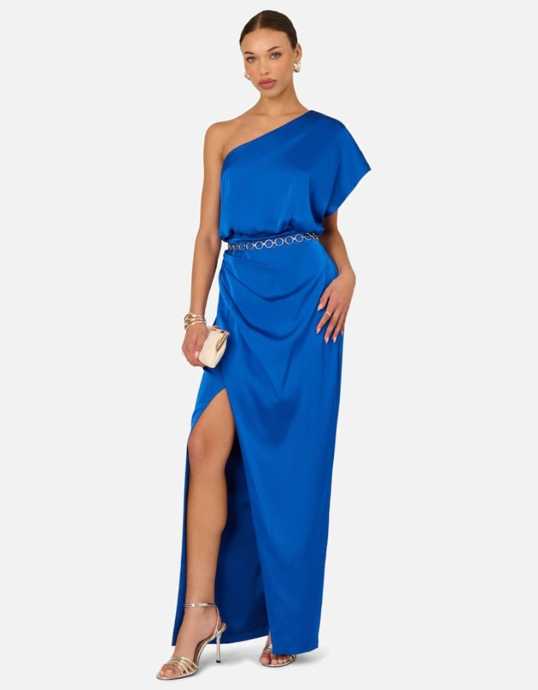Stretch Satin Long Dress