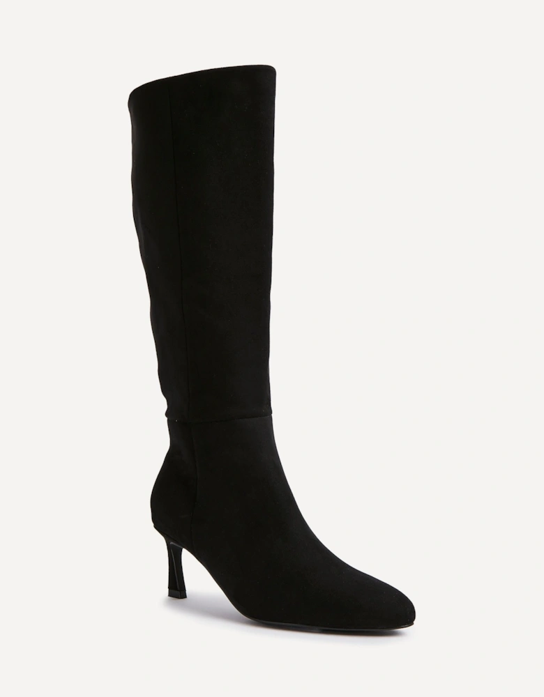 Rush Black Faux Suede High Leg Stiletto Boots