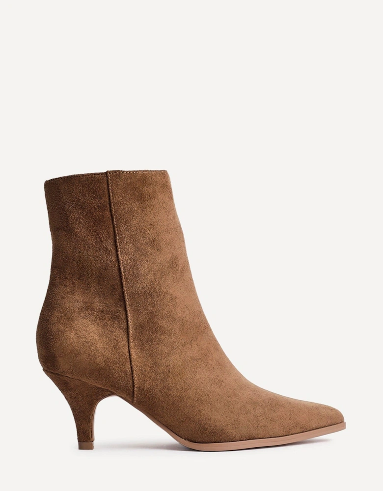 Pursuit Tan Faux Suede Heeled Pointed Ankle Boot