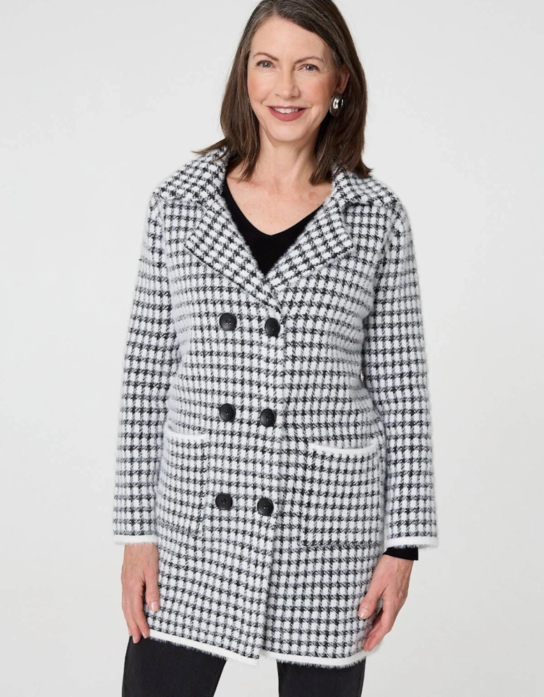 Check Double Breasted Longline Coat