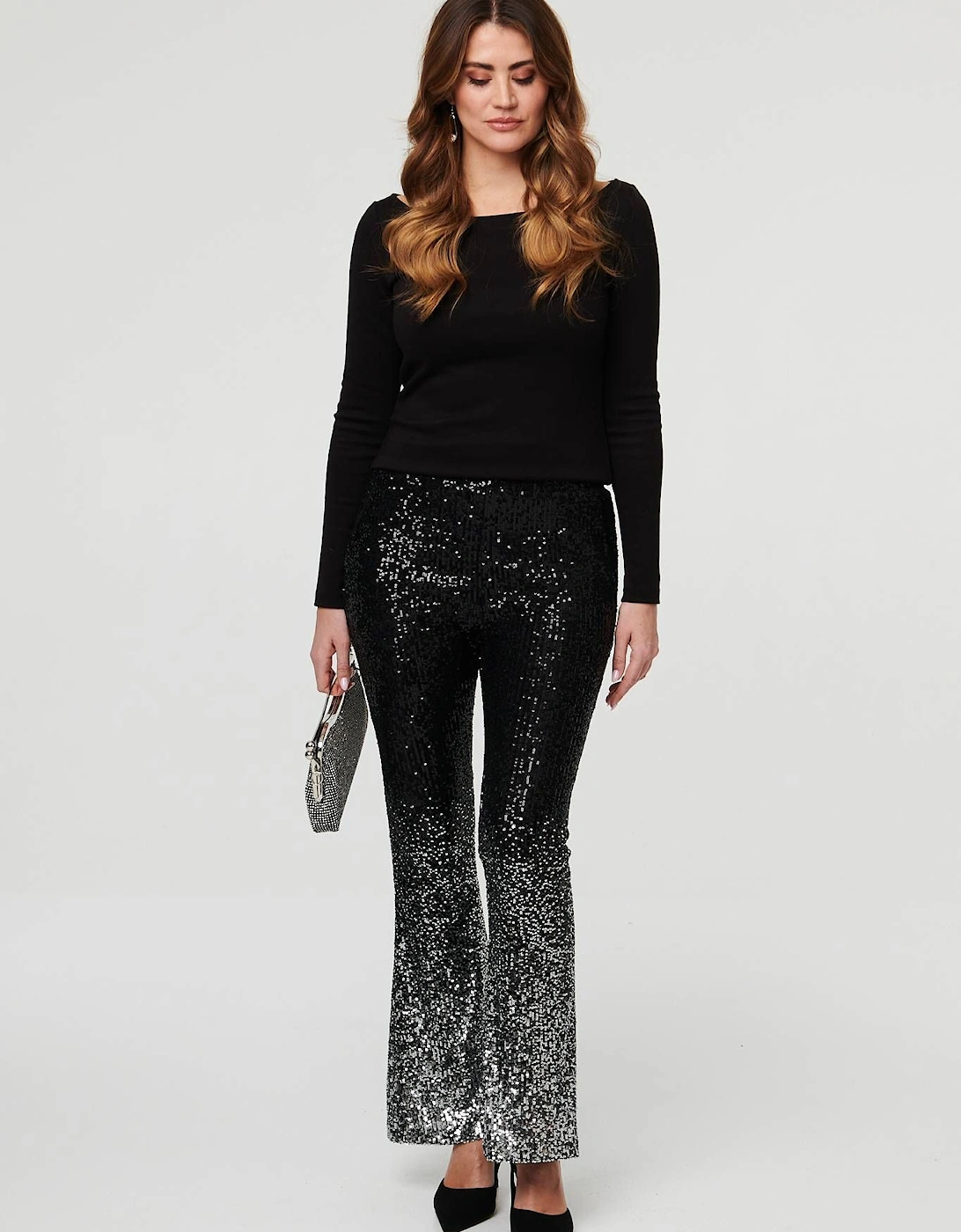 Sparkly Sequin High Waist Flare Trousers, 2 of 1