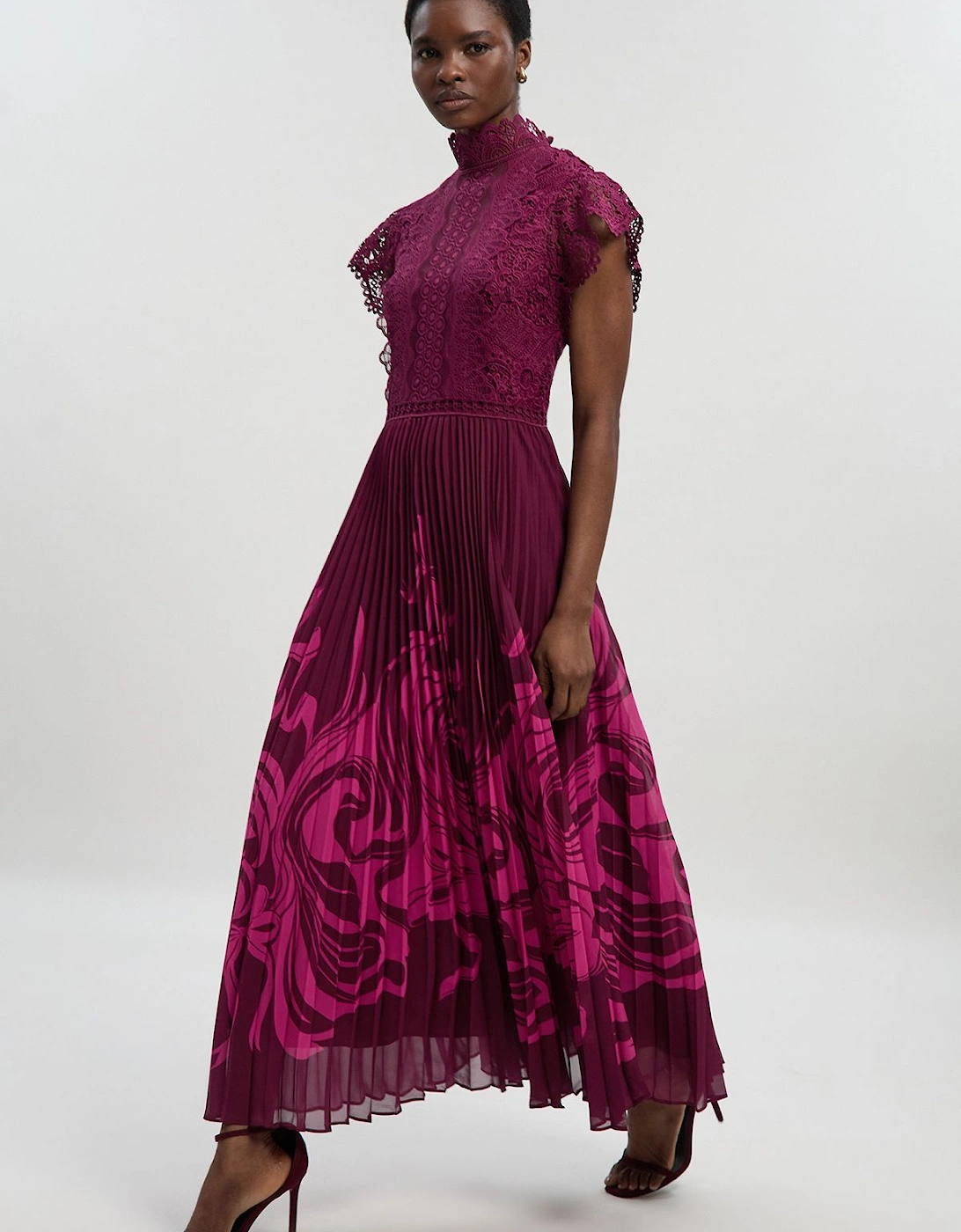 Petite Guipure Lace Pleated Maxi Dress, 2 of 1