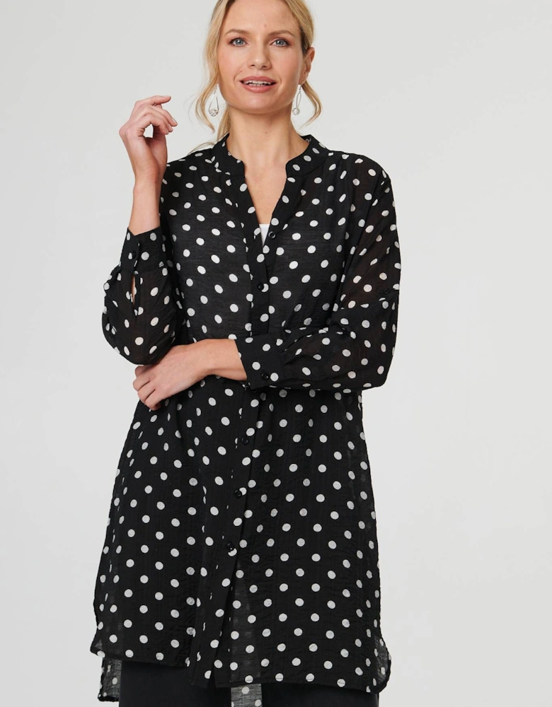 Polka Dot Print Long Sleeve Tunic Shirt
