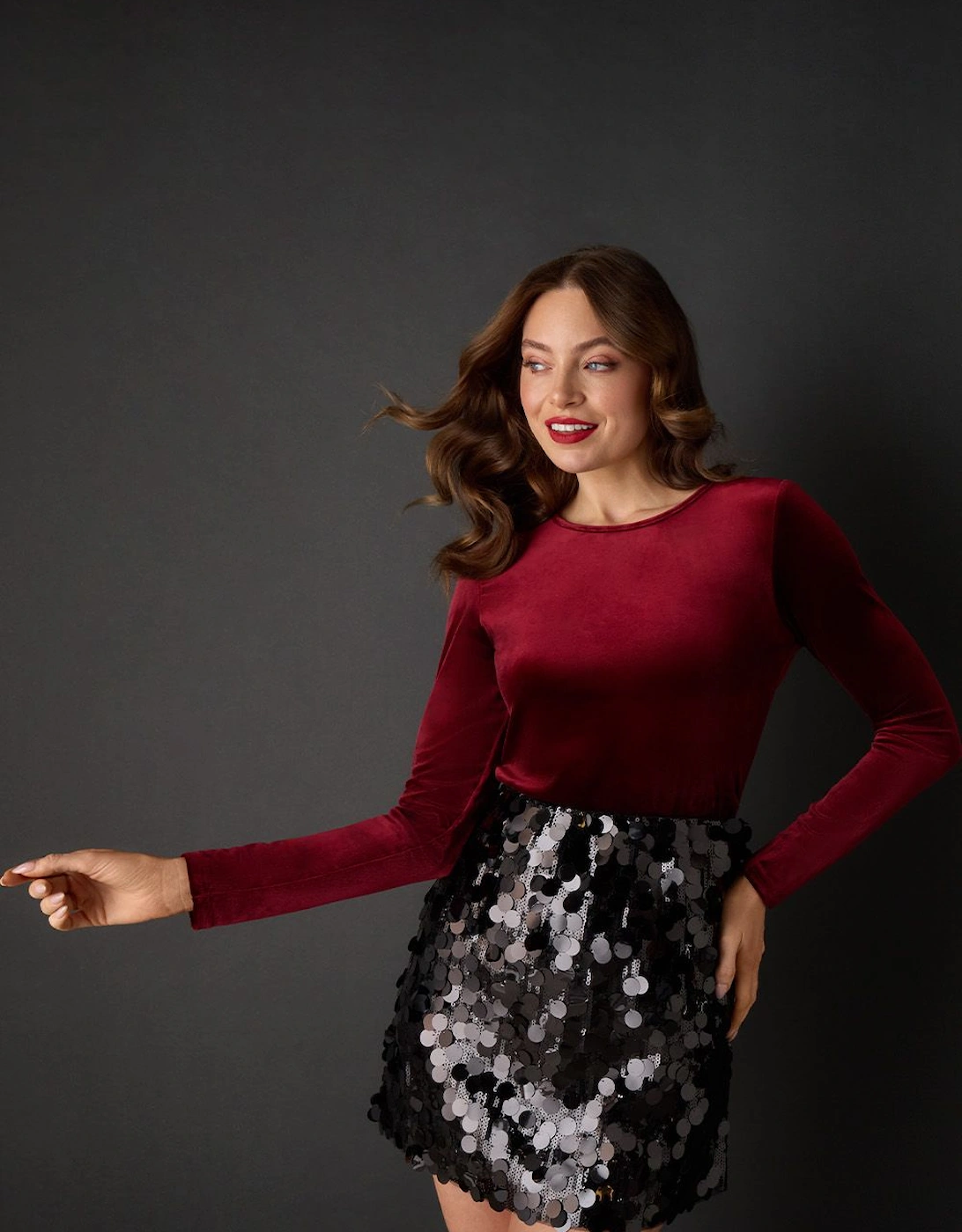 Sequin Embellished A-Line Mini Skirt, 2 of 1