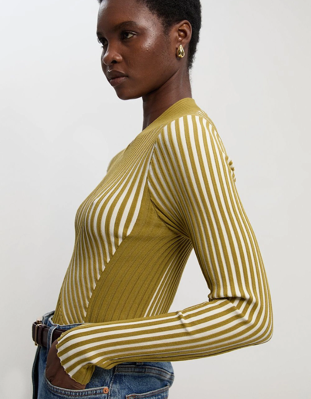 Stripe Fitted Long Sleeve Knitted Top, 2 of 1