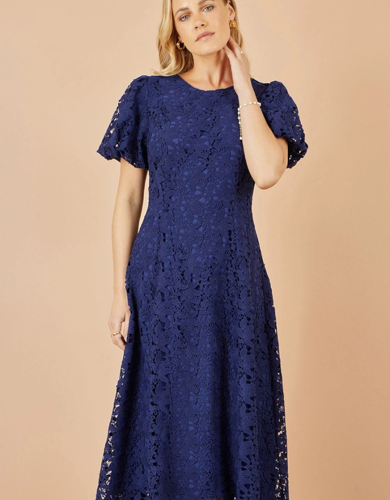 Navy Lace Midi Dress