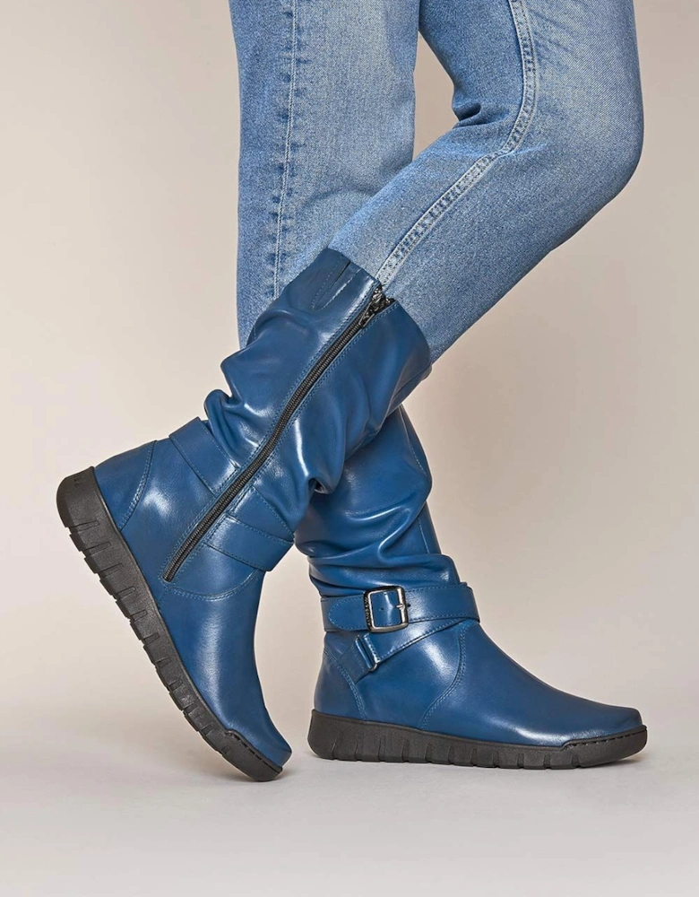 'Malmo' Ladies Ruched Leather Boots