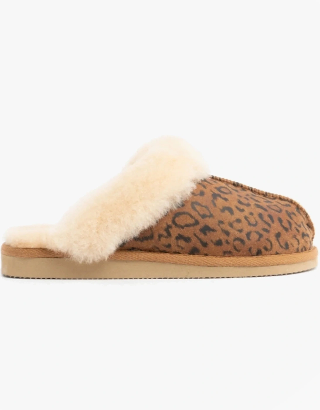 JESSICA Womens Sheepskin Mules Chestnut/Leopard, 8 of 7