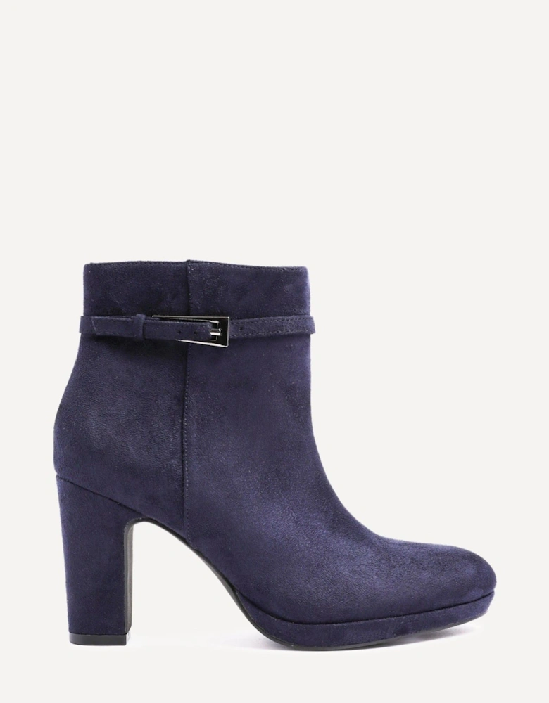 Stefani Navy Faux Suede Heeled Ankle Boot