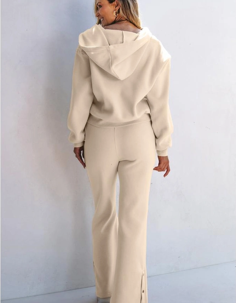 Parchment Solid Color Hoodie and High Waist Pants Two Piece Activewear