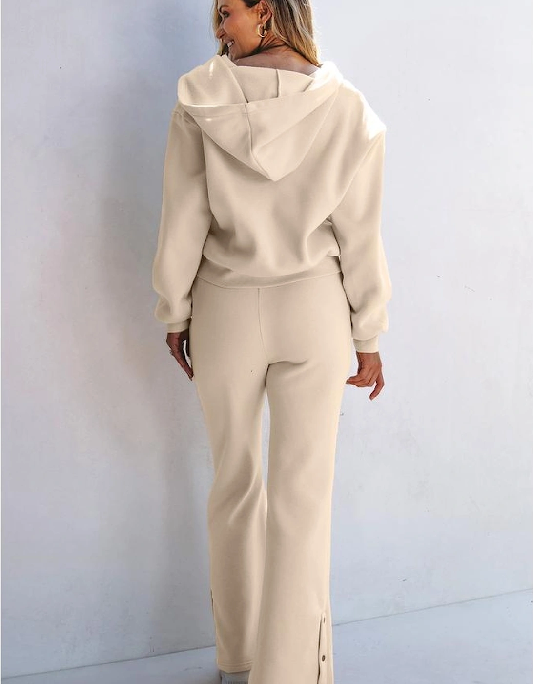 Parchment Solid Color Hoodie and High Waist Pants Two Piece Activewear