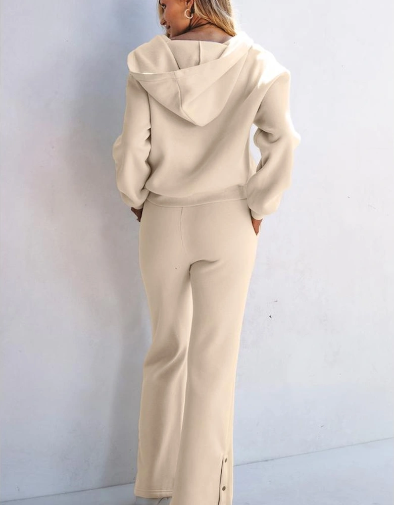 Parchment Solid Color Hoodie and High Waist Pants Two Piece Activewear