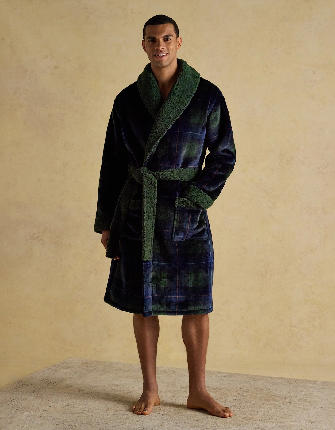 MONTAGUE Mens Robe Green/Navy
