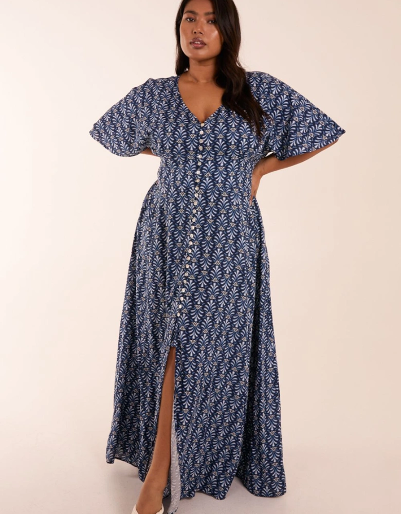 Curve Button Through Midi Dress