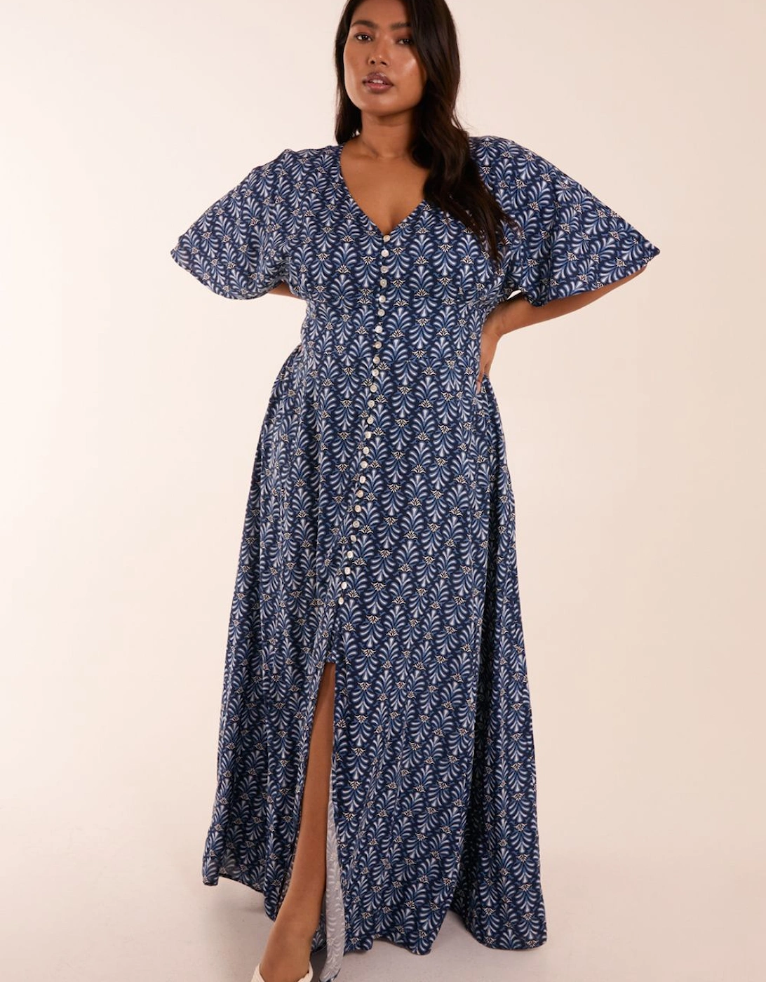 Curve Button Through Midi Dress, 2 of 1