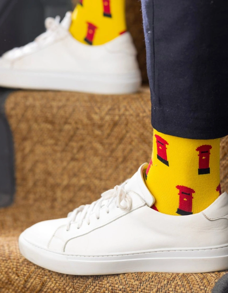 Red Post Box Bamboo Socks, Yellow