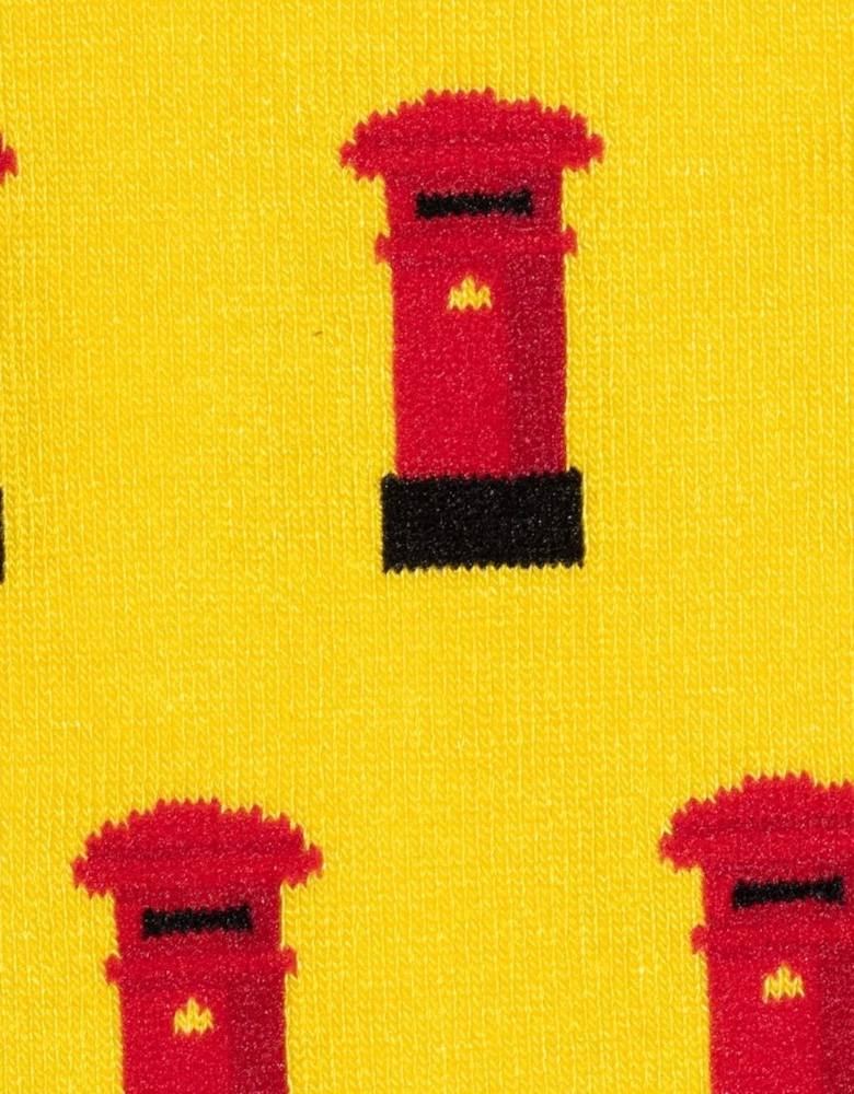 Red Post Box Bamboo Socks, Yellow