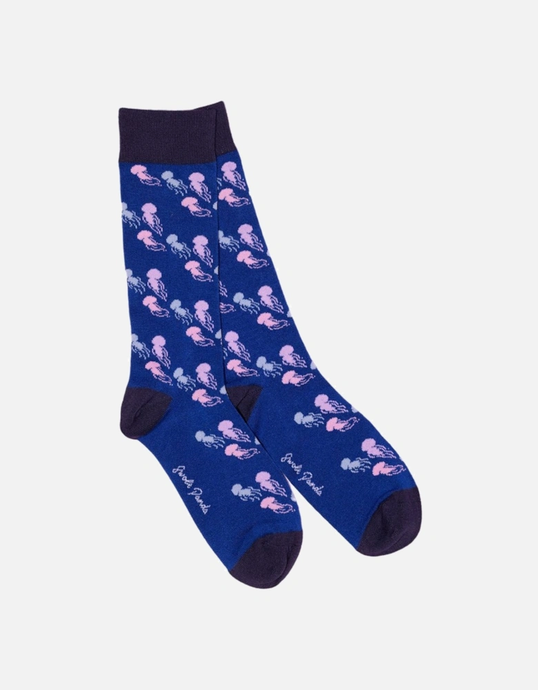 Jellyfish Women's Bamboo Socks, Royal Blue