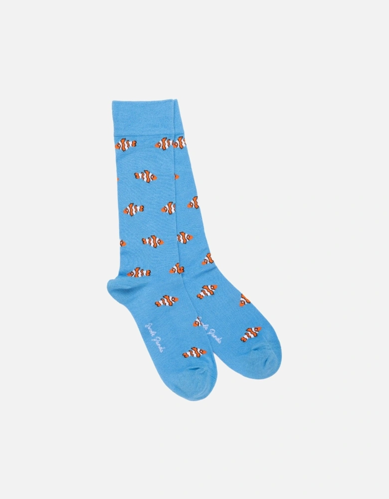 Clown Fish Bamboo Socks, Sky Blue