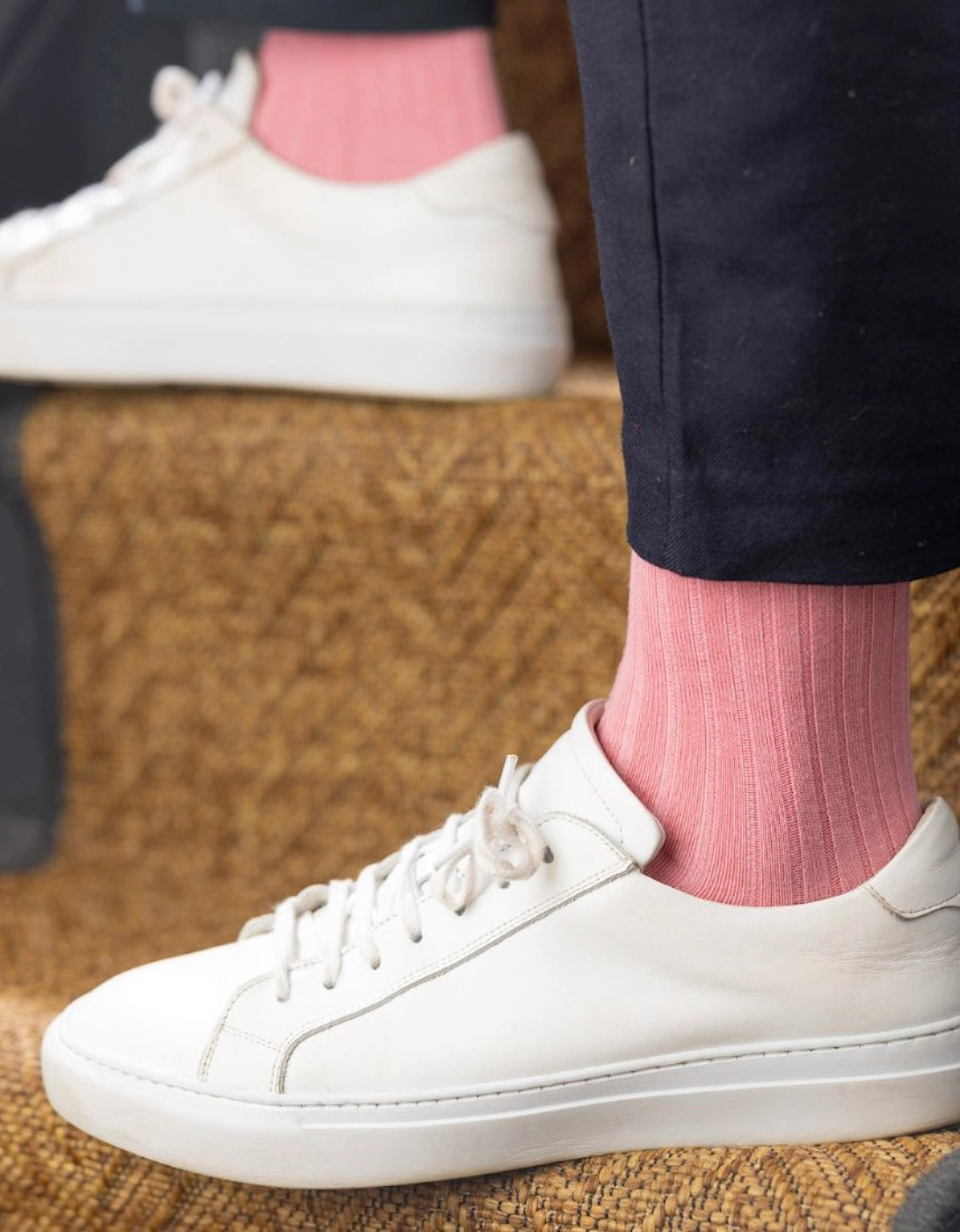 Ribbed Bamboo Socks, Light Pink