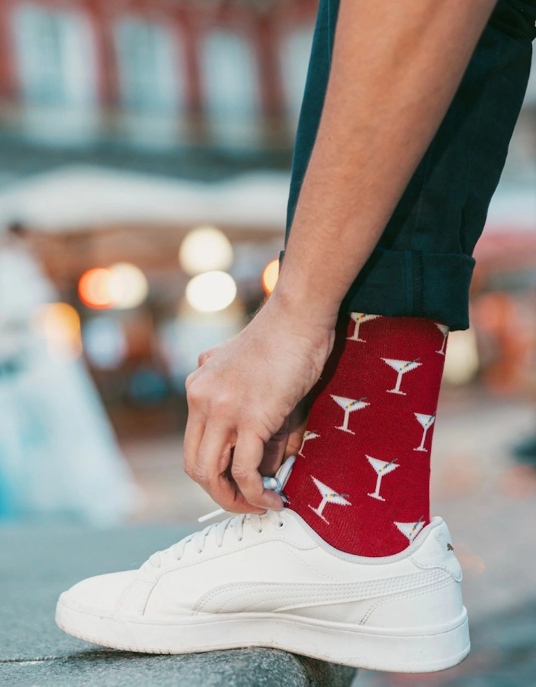 Martini Bamboo Socks, Red