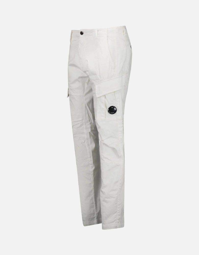 Gauze White Ergonomic Stretch Sateen Cargo Lens Pants