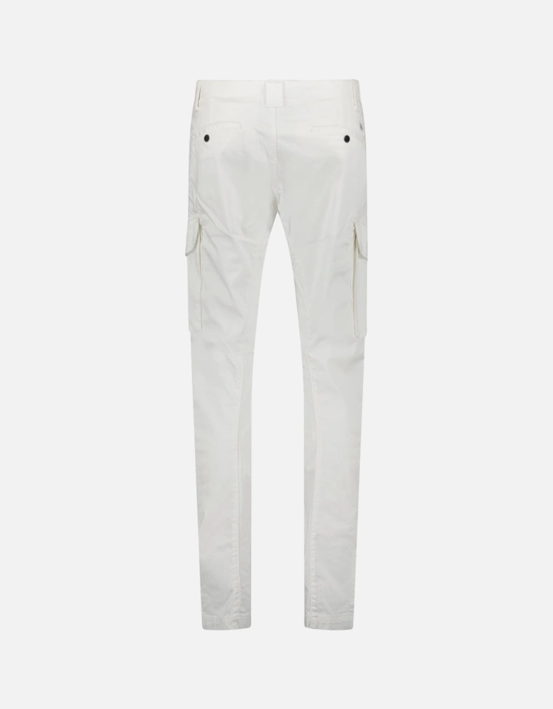 Gauze White Ergonomic Stretch Sateen Cargo Lens Pants