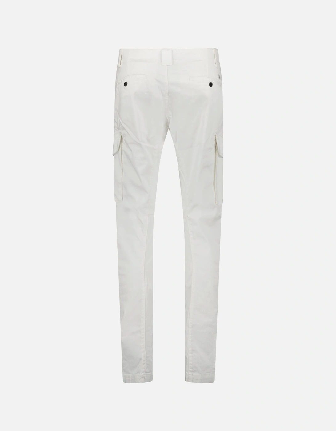 Gauze White Ergonomic Stretch Sateen Cargo Lens Pants