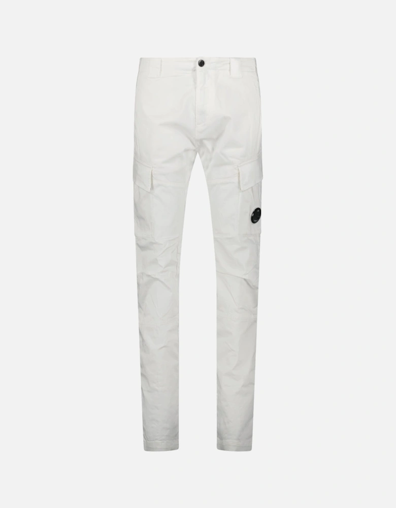 Gauze White Ergonomic Stretch Sateen Cargo Lens Pants
