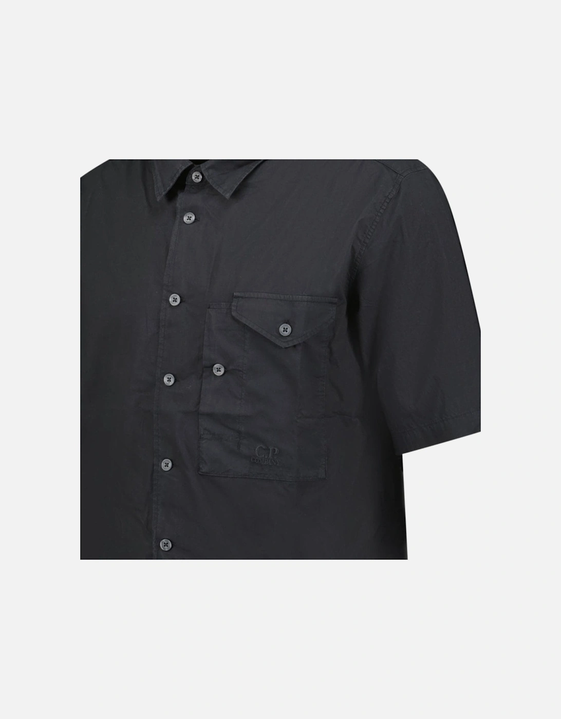 Black Popeline Short Sleeve Shirt