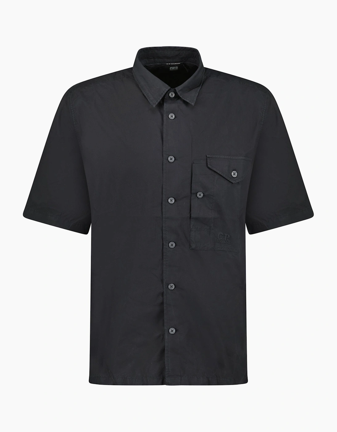 Men's CP Company Black Popeline Short Sleeve Shirt - Size: 38/Regular