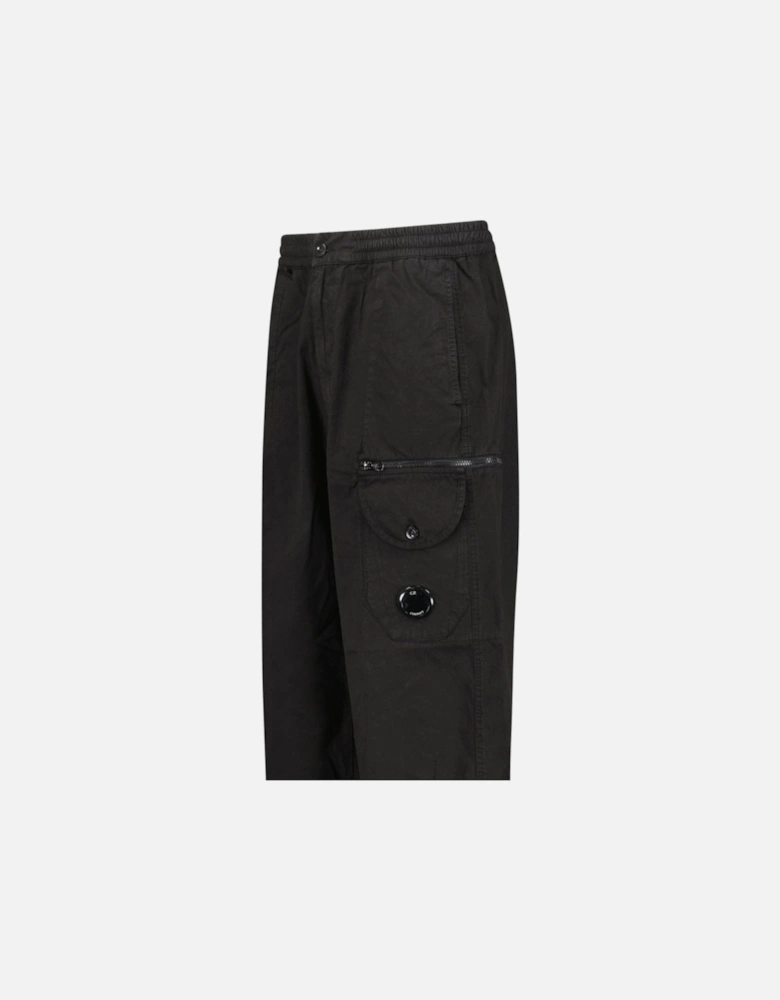 Black Microreps Boxy Cargo Lens Pants