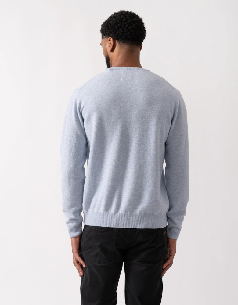 Mens Superfine Lambswool Crew Neck Jumper - 498 Ice Blue Melange