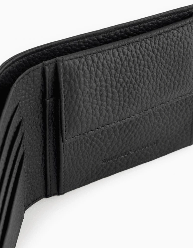 Allover Embossed Eagle Logo Black Leather Wallet
