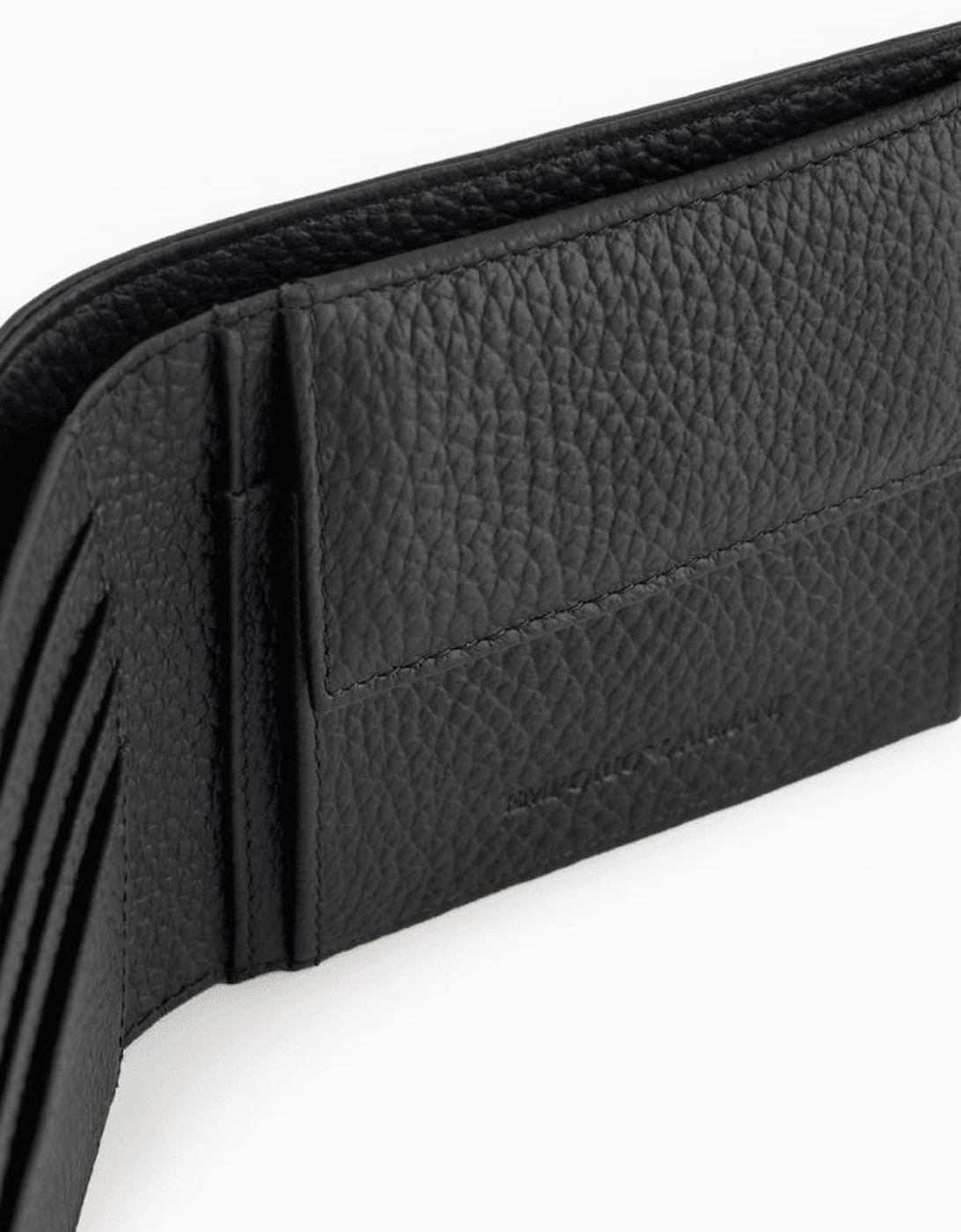 Allover Embossed Eagle Logo Black Leather Wallet