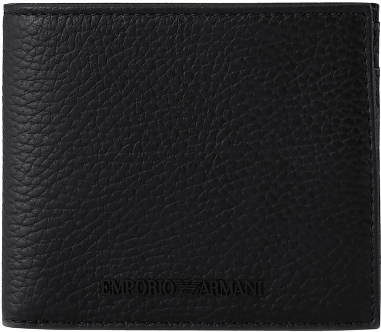 Rubberised Logo Black Leather Wallet