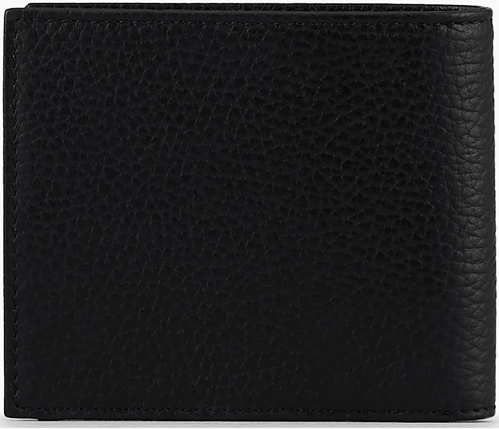 Rubberised Logo Black Leather Wallet