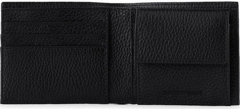 Rubberised Logo Black Leather Wallet