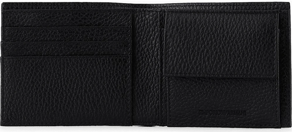 Rubberised Logo Black Leather Wallet