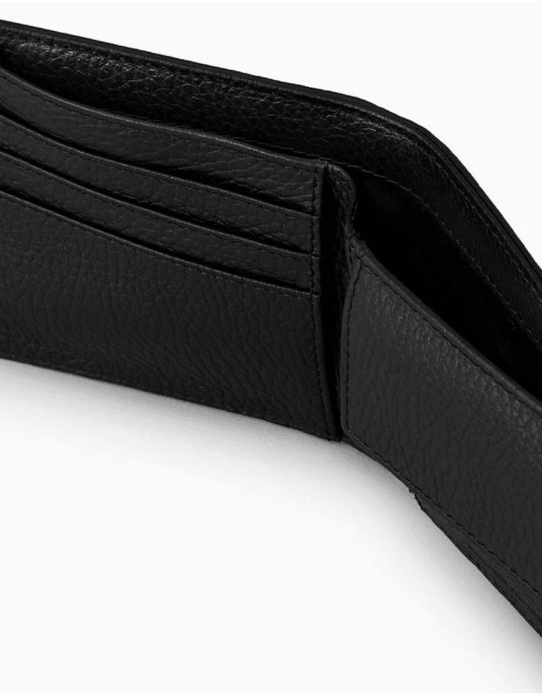 Rubberised Logo Black Leather Wallet