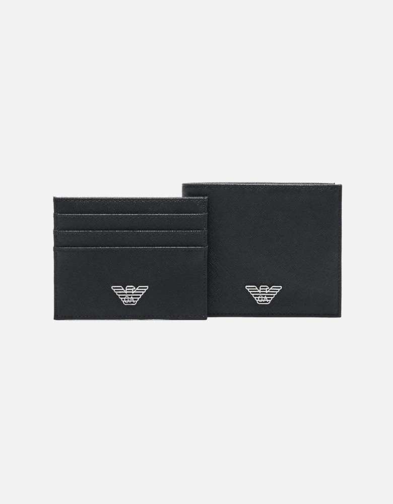 ASV Eagle Logo Black Leather Wallet & Card Holder Gift Box