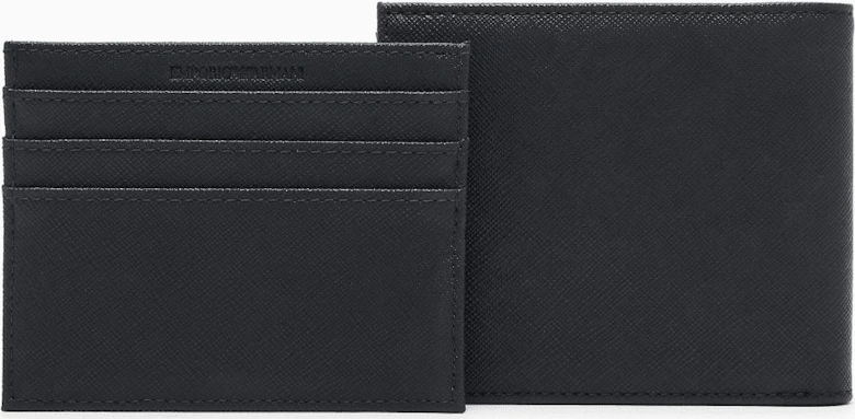 ASV Eagle Logo Black Leather Wallet & Card Holder Gift Box