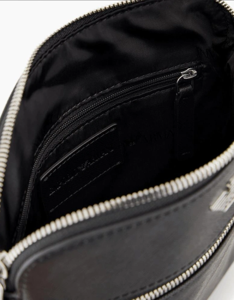 ASV Eagle Logo Black Leather Shoulder Bag