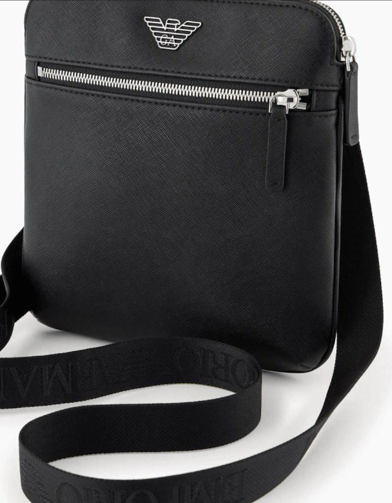 ASV Eagle Logo Black Leather Shoulder Bag