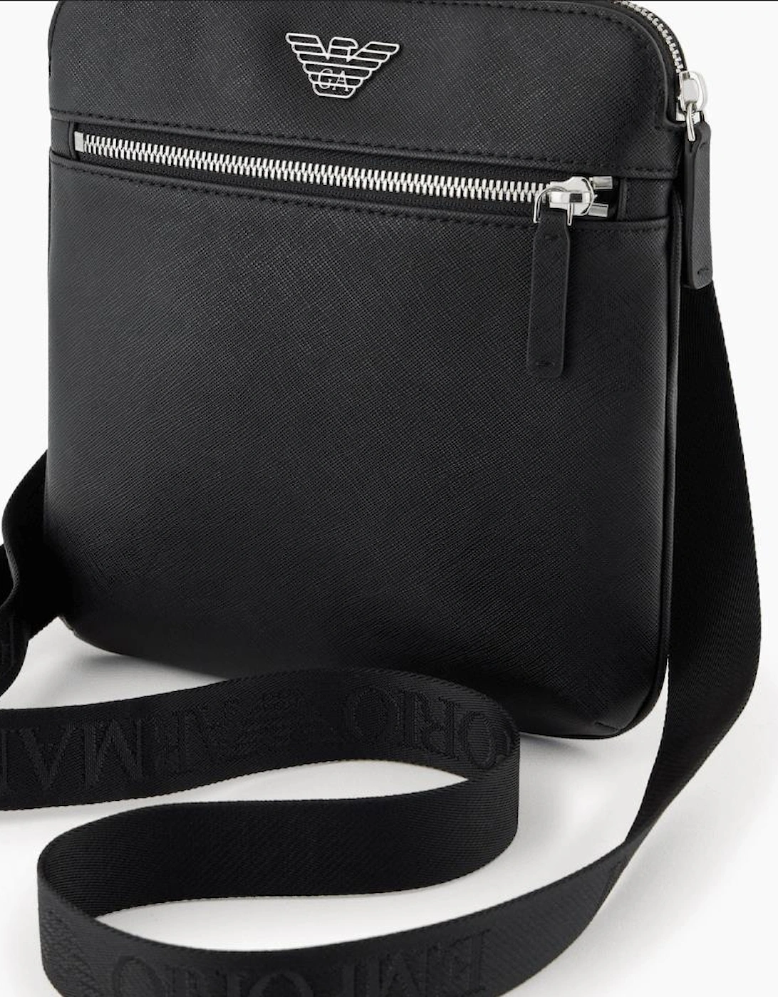ASV Eagle Logo Black Leather Shoulder Bag