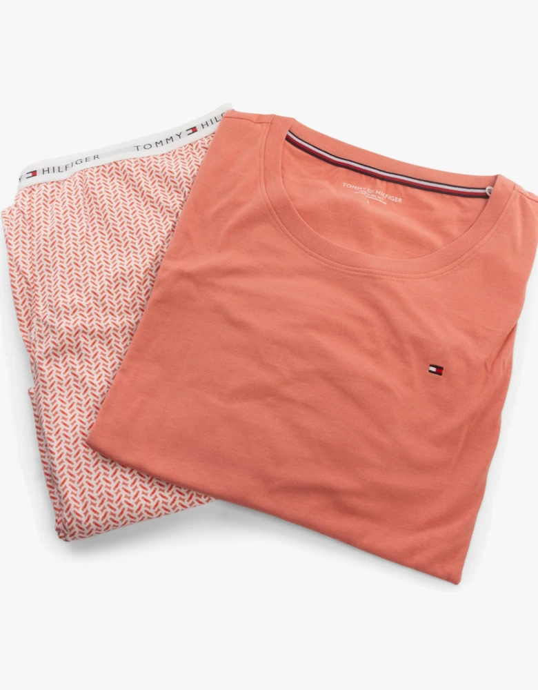 TH ICON Long Sleeve Jersey Pyjama Set Womens Coral Clay / Mini Geo Pink