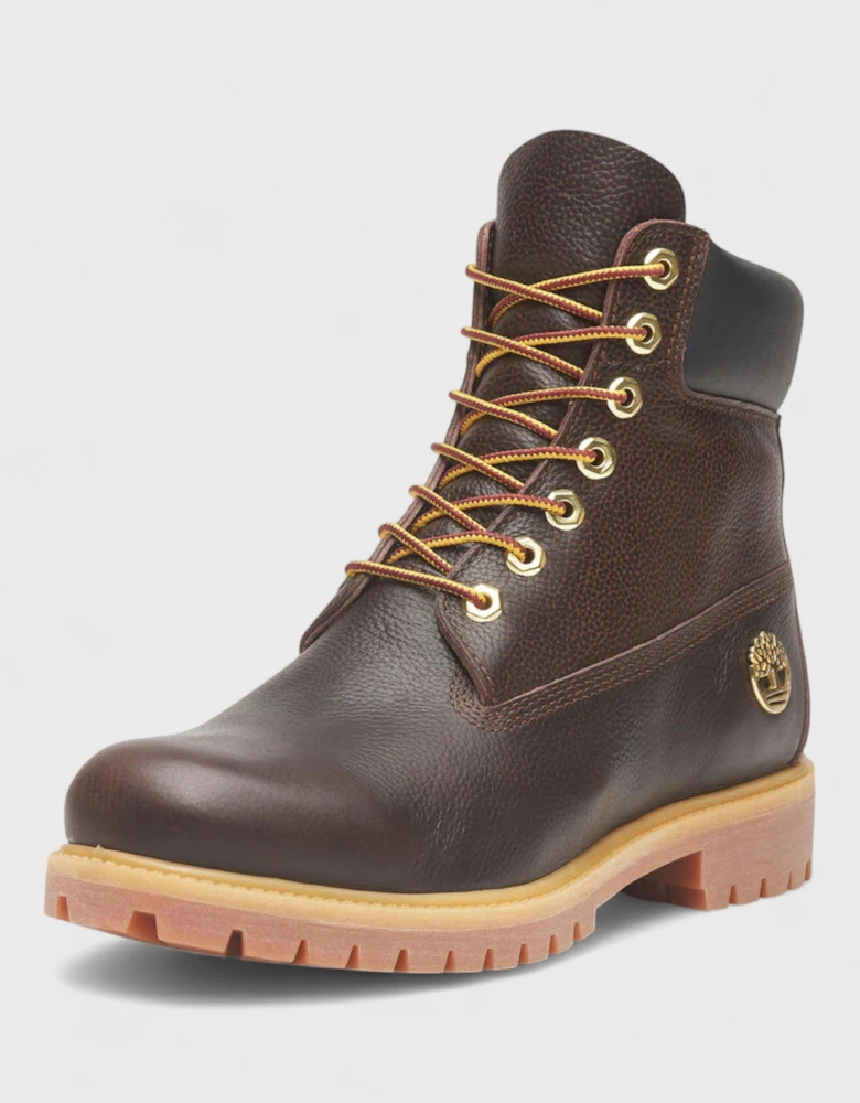 Premium Espresso Brown 6-Inch Lace Up Boots