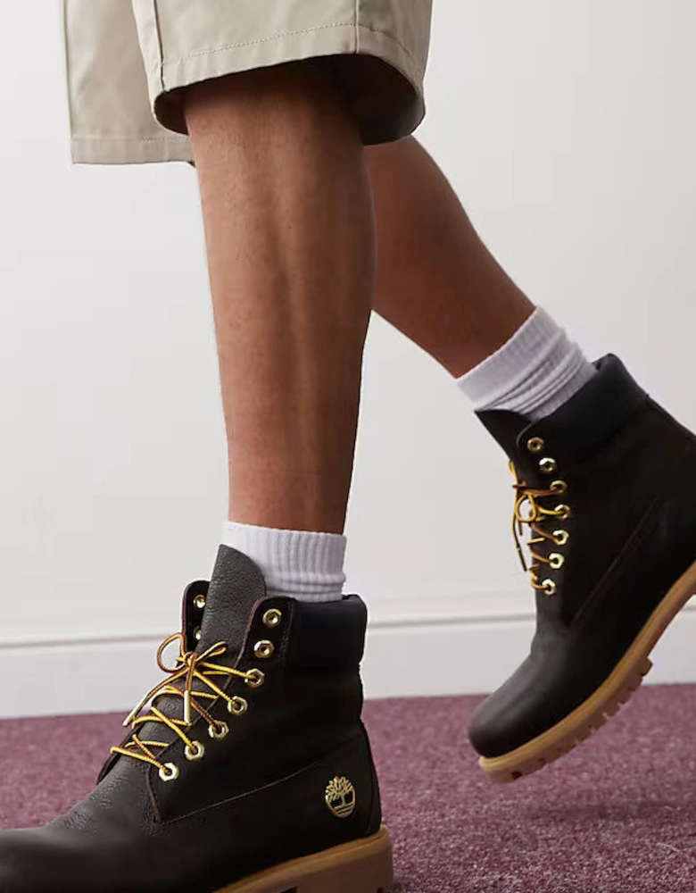 Premium Espresso Brown 6-Inch Lace Up Boots